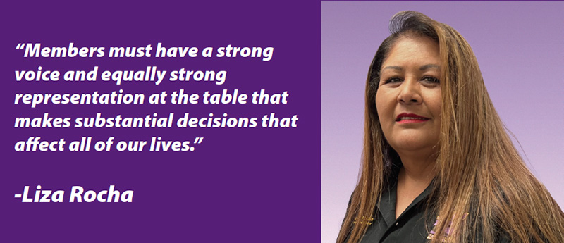 Quote from Liza Rocha, VCERA candidate in 2025. "Members must have a strong voice and equally strong representation at the table that makes substantial decisions that affect all of our lives."